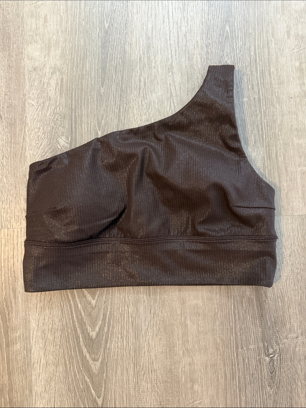 Lululemon 10 Asymmetrical Ribbed Sports‎ Bra Espresso Brown Shine Shimmer Top